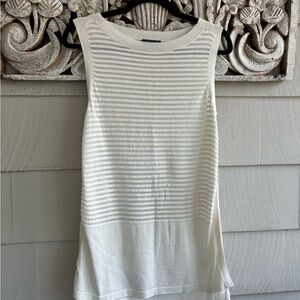 Lafayette 148 New York Cream Striped Tunic Top Small